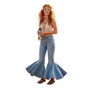 Made in the Shade Vintage Flare Jeans Blue Light Wash Paneled Bell Bottoms‎ 5